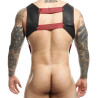 MOB Eroticwear Harnais et Cockring Dngeon Noir-Rouge